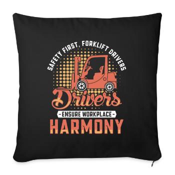 Conducteur de chariot élévateur en anglais Évanché élévateur - Housse de coussin décorative 45 x 45 cm - noir - Devant