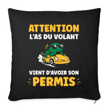 Humour permis de conduire - Housse de coussin décorative 45 x 45 cm - noir - Devant