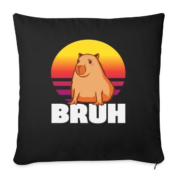 Retro Capybara Bruh Cute Funny Animal - Sofa pillowcase 17,3'' x 17,3'' (45 x 45 cm) - black - Front