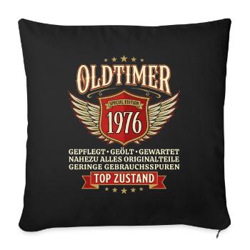 Voiture vintage 1976 - Cadeau d’anniversaire pour le 50e anniversaire - Housse de coussin décorative 45 x 45 cm - noir - Devant