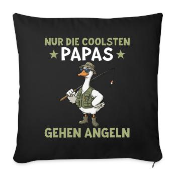 Angler Papa Goose: Funny Fishing Father's Day - Sofa pillowcase 17,3'' x 17,3'' (45 x 45 cm) - black - Front