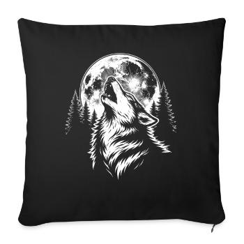 Wolf, Moon, Nature, Wilderness, Animal - Sofa pillowcase 17,3'' x 17,3'' (45 x 45 cm) - black - Front