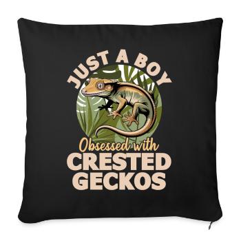 Gecko à crête reptile drôle - Housse de coussin décorative 45 x 45 cm - noir - Devant