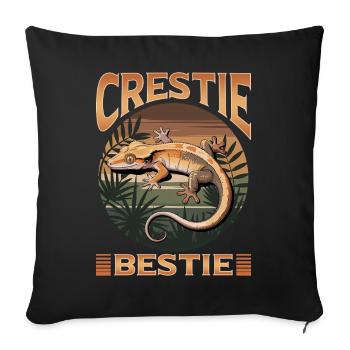 Gecko à crête reptile drôle - Housse de coussin décorative 45 x 45 cm - noir - Devant