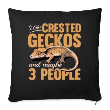 Gecko à crête reptile drôle - Housse de coussin décorative 45 x 45 cm - noir - Devant