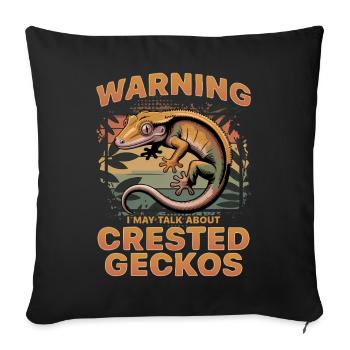 Gecko à crête reptile drôle - Housse de coussin décorative 45 x 45 cm - noir - Devant