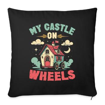 Tiny House My Castle On Wheels - Sofa pillowcase 17,3'' x 17,3'' (45 x 45 cm) - black - Front