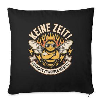 Bee No Time Girls apicultrice qui dit abeilles mellifères - Housse de coussin décorative 45 x 45 cm - noir - Devant