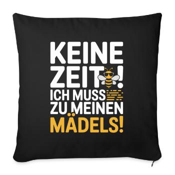 Biene Keine Zeit Mädels Imker Spruch Honig Bienen - Sofakissenbezug 45 x 45 cm - Schwarz - Vorne