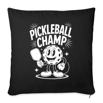 Dessin animé du champion de pickleball - Housse de coussin décorative 45 x 45 cm - noir - Devant