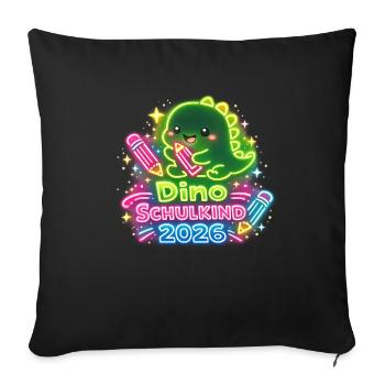 Inscription scolaire Dino Schoolchild 2026 - Housse de coussin décorative 45 x 45 cm - noir - Devant