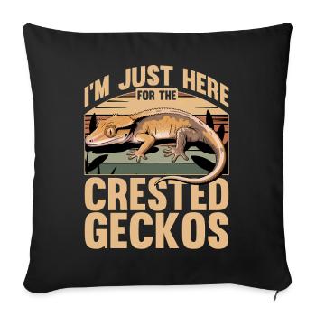 Gecko à crête reptile drôle - Housse de coussin décorative 45 x 45 cm - noir - Devant