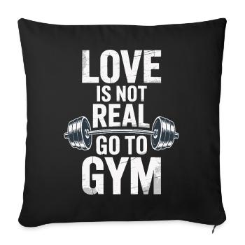 L’amour n’est pas réel - direction la salle de sport - Housse de coussin décorative 45 x 45 cm - noir - Devant