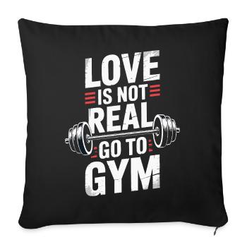 L’amour n’est pas réel - direction la salle de sport - Housse de coussin décorative 45 x 45 cm - noir - Devant