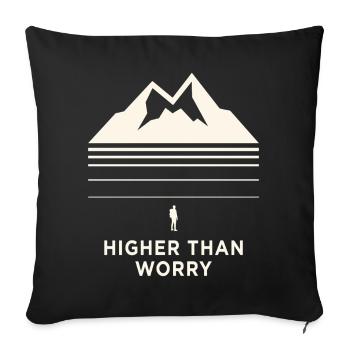 Higher Than Worry Mountain Motif - Sofa pillowcase 17,3'' x 17,3'' (45 x 45 cm) - black - Front