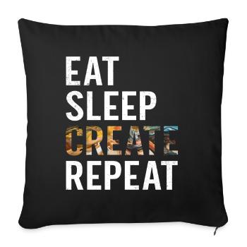 Artiste drôle, peintre, mange, dort, crée, refait, dessine, - Housse de coussin décorative 45 x 45 cm - noir - Devant