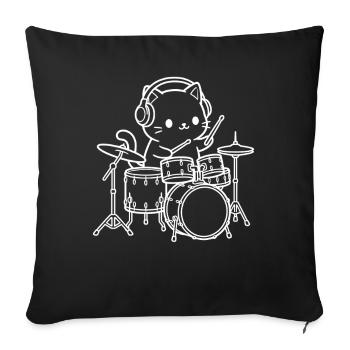Batteur des Kawaii Cats - Housse de coussin décorative 45 x 45 cm - noir - Devant