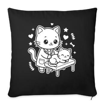 Vétérinaire de chatons - Housse de coussin décorative 45 x 45 cm - noir - Devant