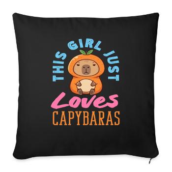This Girl Loves Capybaras Cute Funny - Sofa pillowcase 17,3'' x 17,3'' (45 x 45 cm) - black - Front