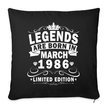 40th Birthday Gift Husband Wife March 1986 - Sofa pillowcase 17,3'' x 17,3'' (45 x 45 cm) - black - Front