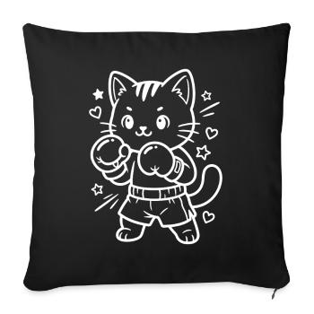Boxing Kawaii Cat - Sofa pillowcase 17,3'' x 17,3'' (45 x 45 cm) - black - Front