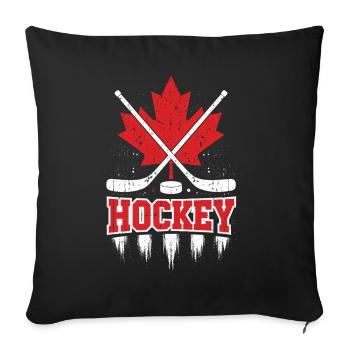 Logo de la croix d’érable de hockey - Housse de coussin décorative 45 x 45 cm - noir - Devant