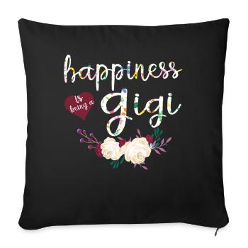 Cadeau mignon de la fête des mères de la Grand-mère avec une chemise Gigi Fleur - Housse de coussin décorative 45 x 45 cm - noir - Devant
