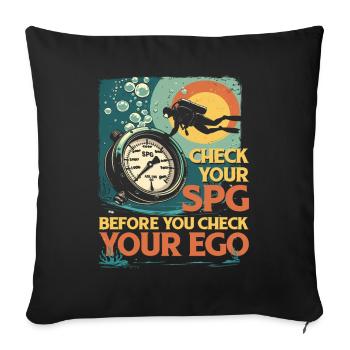 Plongeurs Plongée Plongée Vérifiez votre SPG - Housse de coussin décorative 45 x 45 cm - noir - Devant