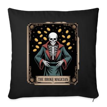 The Broke Magician Skeleton Wizard with Coins - Sofa pillowcase 17,3'' x 17,3'' (45 x 45 cm) - black - Front