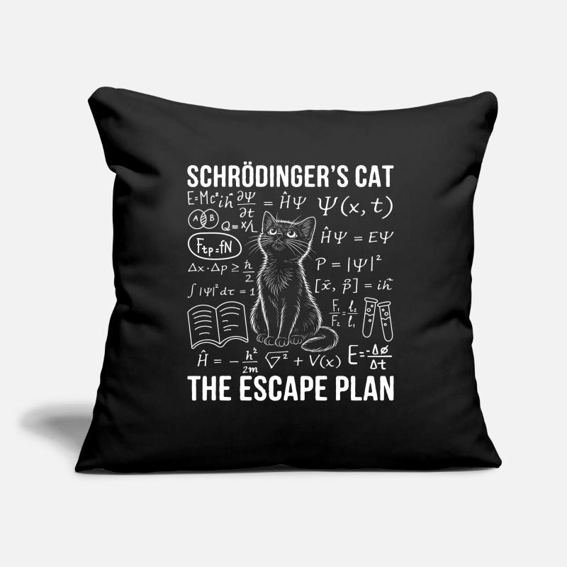Le Chat de Schrödinger Le Plan d’évasion Housse de coussin décorative 45 x 45 cm