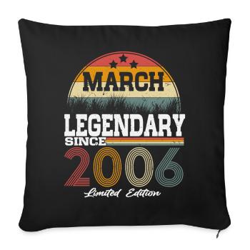 Des légendes sont nées en mars 2006 - Housse de coussin décorative 45 x 45 cm - noir - Devant
