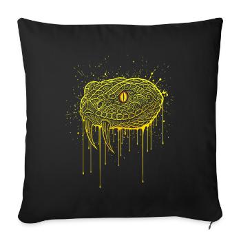 Tête de serpent serpent de vipère dorée - Housse de coussin décorative 45 x 45 cm - noir - Devant
