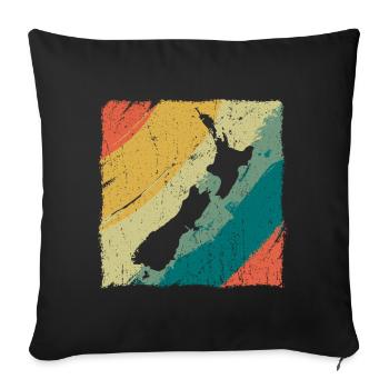 New Zealand Land Map Retro Logo Vintage NZ - Sofa pillowcase 17,3'' x 17,3'' (45 x 45 cm) - black - Front