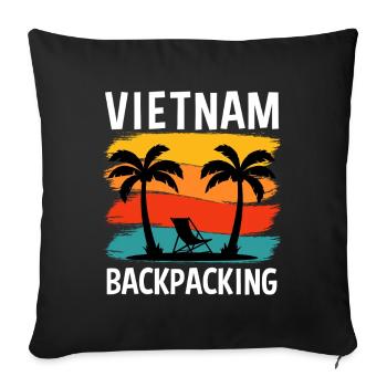 Vietnam Backpacking Retro Travel Art - Sofakissenbezug 45 x 45 cm - Schwarz - Vorne
