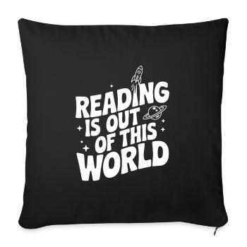 Reading is Out of This World - Sofa pillowcase 17,3'' x 17,3'' (45 x 45 cm) - black - Front