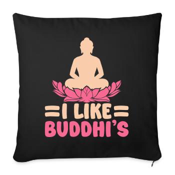 Yoga J’aime le yoga drôle de Buddhi - Housse de coussin décorative 45 x 45 cm - noir - Devant