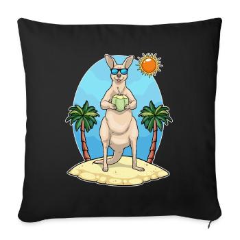 Känguru Strand Kokosnuss Sommer - Housse de coussin décorative 45 x 45 cm - noir - Devant