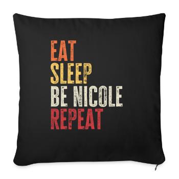 Mange, dors Sois Nicole, répète le nom rétro - Housse de coussin décorative 45 x 45 cm - noir - Devant