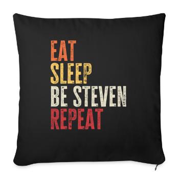 Eat Sleep Be Steven Repeat Retro Name - Sofa pillowcase 17,3'' x 17,3'' (45 x 45 cm) - black - Front