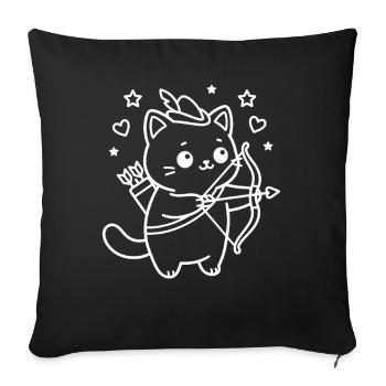 Kawaii Katze Bogenschütze - Sofakissenbezug 45 x 45 cm - Schwarz - Vorne