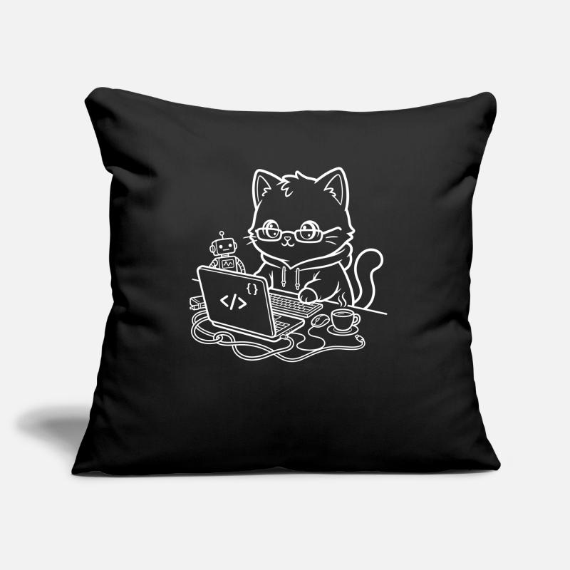 Coder Kawaii Katze Programmierer Sofakissenbezug 45 x 45 cm
