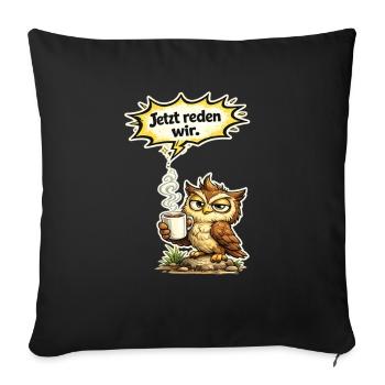 Cadeau de café avec un hibou amusant - Housse de coussin décorative 45 x 45 cm - noir - Devant