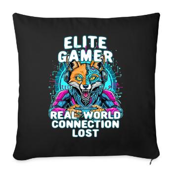 Joueur : jeux vidéo élites drôles, console de geek - Housse de coussin décorative 45 x 45 cm - noir - Devant