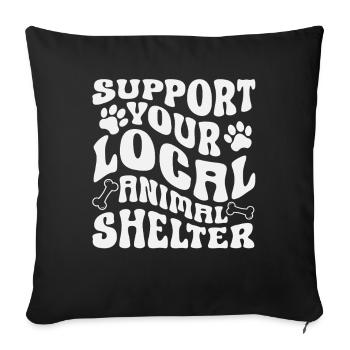 Soutenez votre refuge local - Housse de coussin décorative 45 x 45 cm - noir - Devant