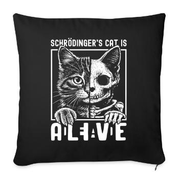 Schrödinger's Cat Dead And Alive - Sofa pillowcase 17,3'' x 17,3'' (45 x 45 cm) - black - Front