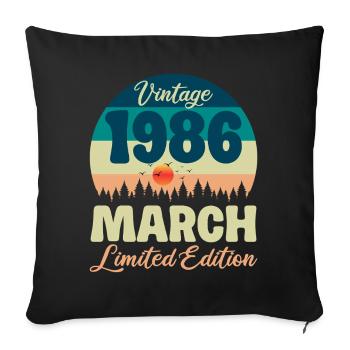 Cadeau d'anniversaire 40 ans 1986 Mars Vintage - Housse de coussin décorative 45 x 45 cm - noir - Devant