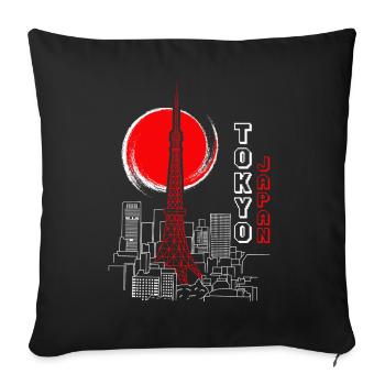 Tokyo Japan Skyline Tower Art - Sofakissenbezug 45 x 45 cm - Schwarz - Vorne