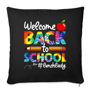 Dame de la cantine de l’équipe Tie Dye Leopard Retour à l’école - Housse de coussin décorative 45 x 45 cm - noir - Devant