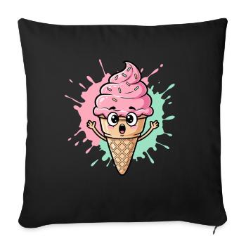 Kawaii Eistüte mit Sprinkles - Sofa pillowcase 17,3'' x 17,3'' (45 x 45 cm) - black - Front