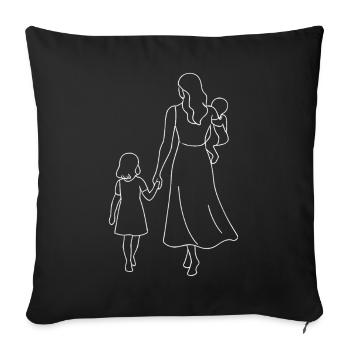 Minimalist Family Line Mother Father Family - Sofa pillowcase 17,3'' x 17,3'' (45 x 45 cm) - black - Front